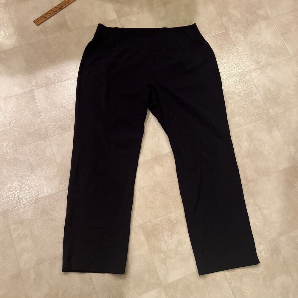 Lands End Women’s Pull On Pants Black StarFish Slim Straight Leg Size 2XL 22-24W